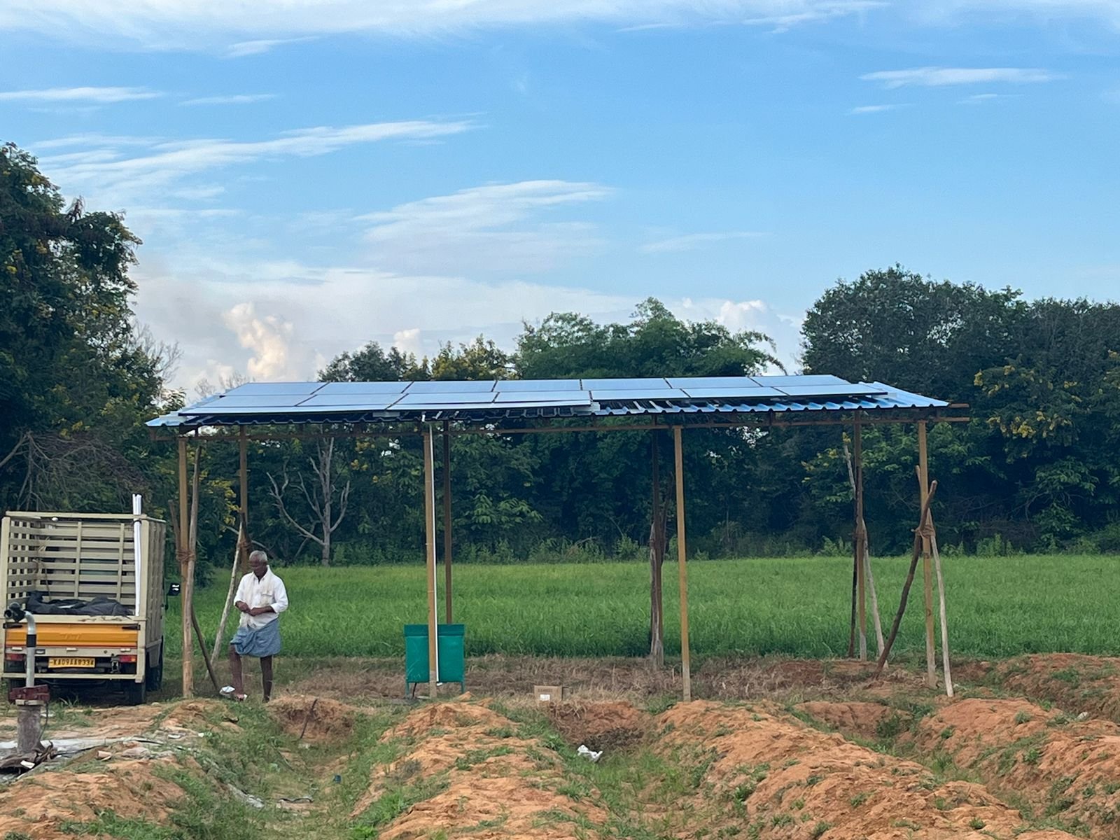 Solar panels installed on a farm providing renewable energy for agriculture